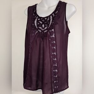 3/$25 Kismet sheer purple sleeveless blouse lace